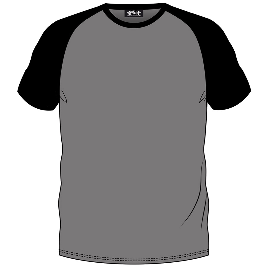 T-shirt raglan gris-noir (L)