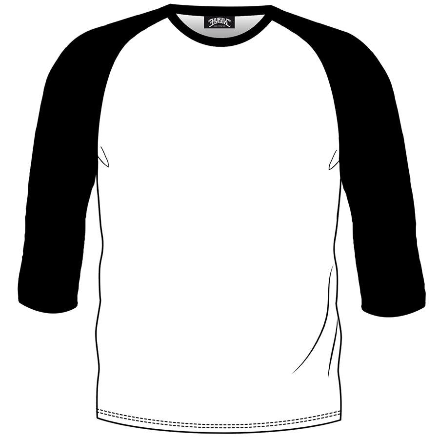 T-shirt raglan 3/4 blanc-noir (S)