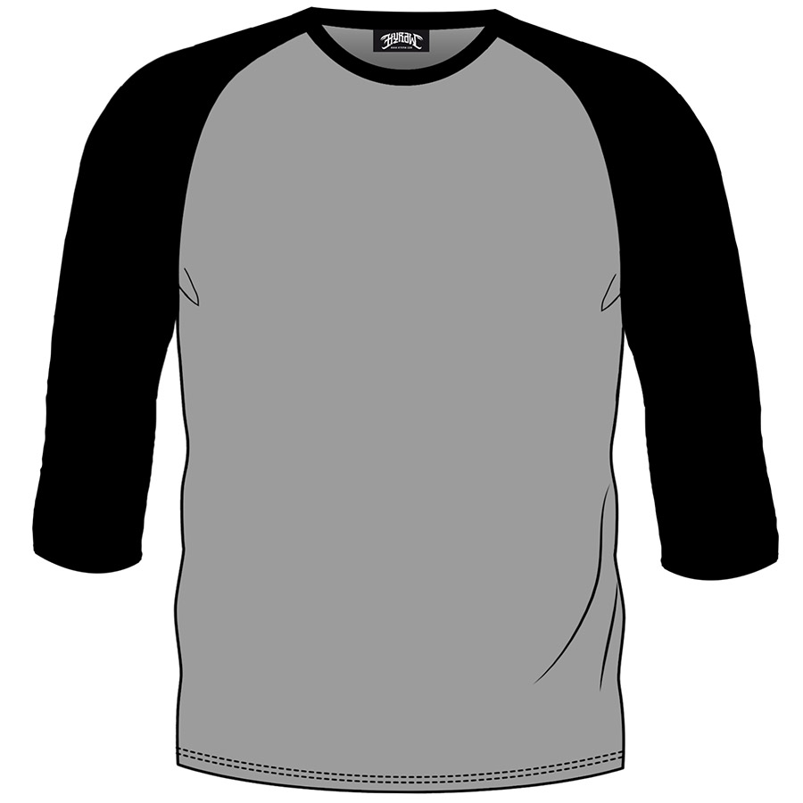 T-shirt raglan 3/4 gris-noir (S)