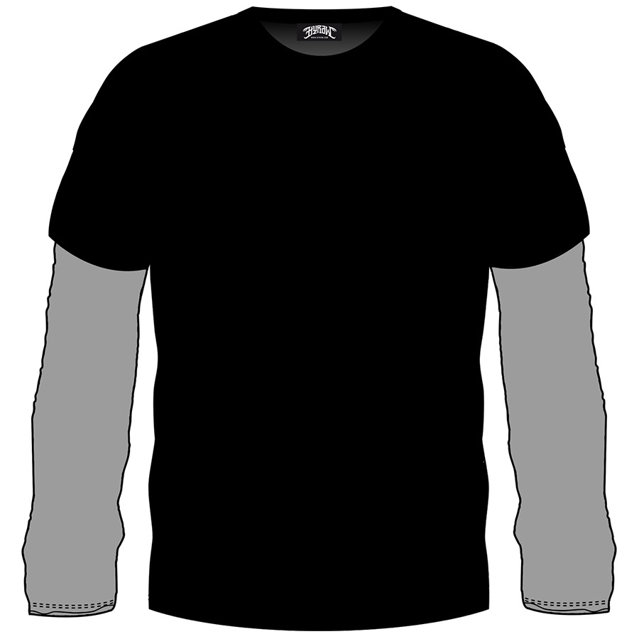 T-shirt LS noir-gris (4XL)