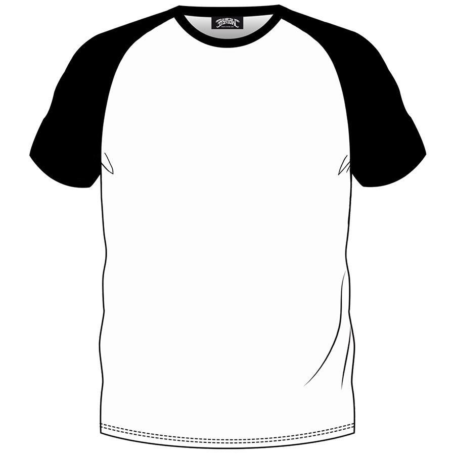 T-shirt raglan blanc-noir (L)