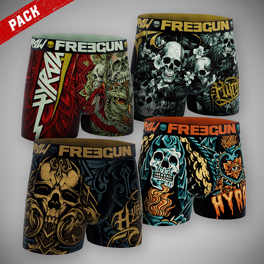 [PCK-BOXER24-1] Pack of 4 HYRAW X FREEGUN 2024 Boxers (S)