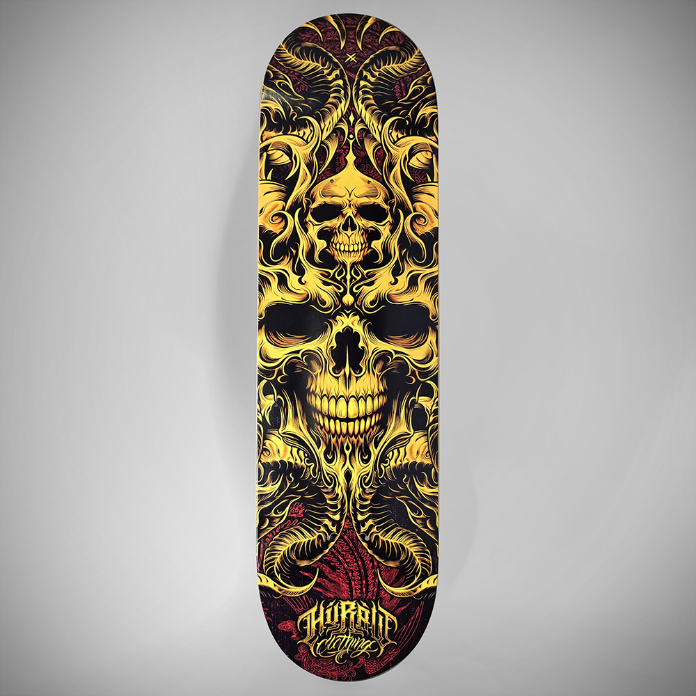 HORNED GODS deco skateboard